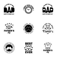 Happy fathers day greeting cards set 9 Black Vector typography lettering Usable for banners print You are the best dad text design Editable Vector Design Elements