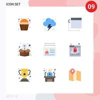 Universal Icon Symbols Group of 9 Modern Flat Colors of document badge apps offer idea Editable Vector Design Elements