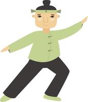 A young guy performs tai chi and qigong exercises. Concept for healthy lifestyle and sports vector