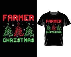 vector de diseño de camiseta de navidad de granjero