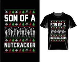 Son of a Nutcracker Ugly Christmas T Shirt Design vector