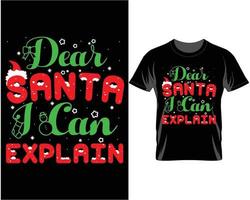 querido santa no puedo feo vector de diseño de camiseta de navidad