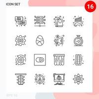 Vector Pack of 16 Icons in Line Style. Creative Outline Pack isolated on White Background for Web and Mobile.
