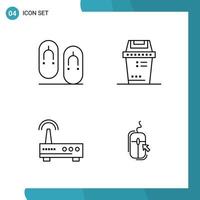 Vector Pack of 4 Outline Symbols. Line Style Icon Set on White Background for Web and Mobile.