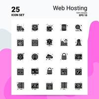 25 Web Hosting Icon Set 100 Editable EPS 10 Files Business Logo Concept Ideas Solid Glyph icon design vector