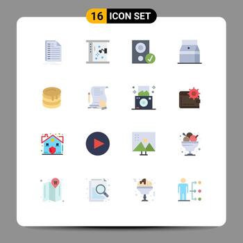 paquete de interfaz de usuario de 16 colores planos básicos de hardware de botella de ducha de bebida de jugo paquete editable de elementos creativos de diseño de vectores