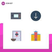 4 Flat Icon concept for Websites Mobile and Apps devices grain products download building Editable Vector Design Elements