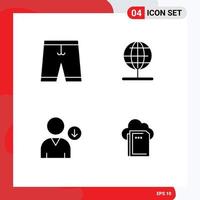 4 User Interface Solid Glyph Pack of modern Signs and Symbols of accessories down dress navigation user Editable Vector Design Elements