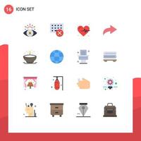paquete de 16 signos y símbolos de colores planos modernos para medios de impresión web, como la lámpara médica de dia de luz rehacer paquete editable de elementos creativos de diseño de vectores