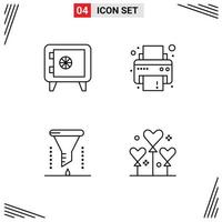 Line Pack of 4 Universal Symbols of money filter device chemical analysis balloon Editable Vector Design Elements