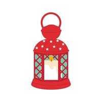 Lantern with candle isolated on white background. vector