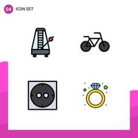 4 Universal Filledline Flat Colors Set for Web and Mobile Applications audio diamond music vehicles ring Editable Vector Design Elements