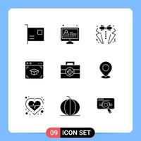 Stock Vector Icon Pack of 9 Line Signs and Symbols for hospital education bow cap tie Editable Vector Design Elements