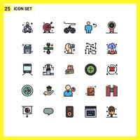 Mobile Interface Filled line Flat Color Set of 25 Pictograms of return body objective back joystick Editable Vector Design Elements
