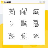 9 Creative Icons Modern Signs and Symbols of office estate management building forward Editable Vector Design Elements