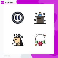 4 Creative Icons Modern Signs and Symbols of controls mind desk reception stationary Editable Vector Design Elements