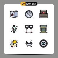 Set of 9 Modern UI Icons Symbols Signs for computers sport worm gym furniture Editable Vector Design Elements