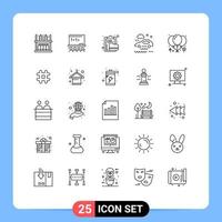 Pack of 25 creative Lines of balloon rain archive car folder Editable Vector Design Elements