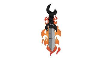 hermoso y moderno diseño de logotipo creativo de espada y fuego para juegos vector