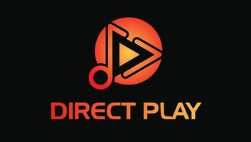 diseño de logotipo de creación de video de producción de medios de reproducción directa moderna vector