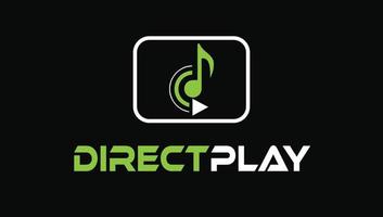 diseño de logotipo de creación de video de producción de medios de reproducción directa minimalista vector