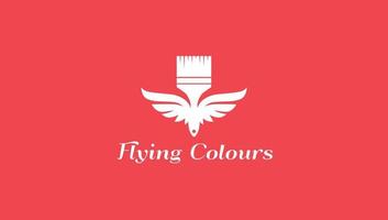 Flying Brush Wings Paint Brush Logo Design For Paint Company vector