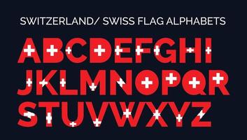 Switzerland Swiss Flag Alphabets Letters A to Z Creative Design Logos vector