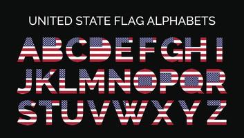 US United State Flag Alphabets Letters A to Z Creative Design Logos vector