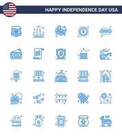 Happy Independence Day 25 Blues Icon Pack for Web and Print dog sign washington dollar usa Editable USA Day Vector Design Elements