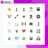 25 User Interface Flat Color Pack of modern Signs and Symbols of communication sweet camera jam breakfast Editable Vector Design Elements