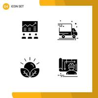 4 User Interface Solid Glyph Pack of modern Signs and Symbols of team package delivery chart success crops Editable Vector Design Elements