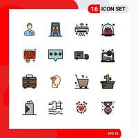 16 User Interface Flat Color Filled Line Pack of modern Signs and Symbols of cake brownie warning wifi internet of things Editable Creative Vector Design Elements