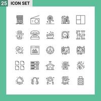 Set of 25 Modern UI Icons Symbols Signs for layout palace radio landmark architecture Editable Vector Design Elements