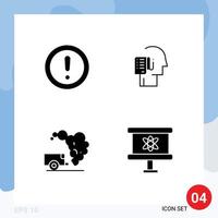 Mobile Interface Solid Glyph Set of 4 Pictograms of about tasks question list environment Editable Vector Design Elements