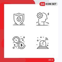 Stock Vector Icon Pack of 4 Line Signs and Symbols for internet money security business up down Editable Vector Design Elements