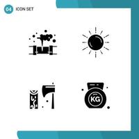 Universal Icon Symbols Group of 4 Modern Solid Glyphs of gas axe waste planet cutting Editable Vector Design Elements