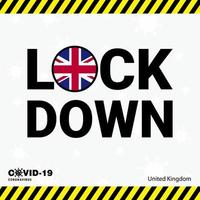 Coronavirus United Kingdom Lock DOwn Typography with country flag Coronavirus pandemic Lock Down Design vector