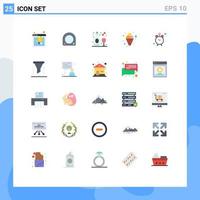 grupo universal de símbolos de iconos de 25 colores planos modernos de elementos de diseño de vectores editables de alarma helado casero vino