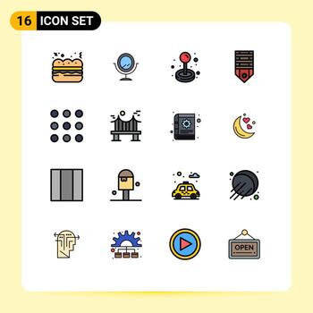 Editable Vector Line Pack of 16 Simple Flat Color Filled Lines of across dial play call stripes Editable Creative Vector Design Elements