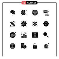 Set of 16 Modern UI Icons Symbols Signs for stick drive wheel board presentation Editable Vector Design Elements