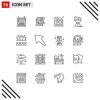 16 Creative Icons Modern Signs and Symbols of lecture communication scale grill camping Editable Vector Design Elements