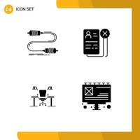 Modern Set of 4 Solid Glyphs and symbols such as buzz resume marketing career business Editable Vector Design Elements