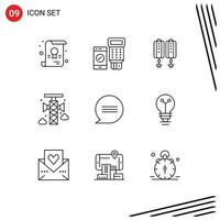 Universal Icon Symbols Group of 9 Modern Outlines of messages chat china loudspeaker bullhorn Editable Vector Design Elements