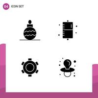 conjunto moderno de 4 pictogramas de glifos sólidos de enfermedad de engranaje de año nuevo forma elementos de diseño de vector editables ui