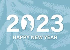 New Year card template for the year 2023 is year of the rabbit. Minimalism design. Vector illustration.