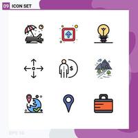 Universal Icon Symbols Group of 9 Modern Filledline Flat Colors of income business signs full screen arrow Editable Vector Design Elements