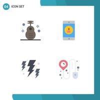 Editable Vector Line Pack of 4 Simple Flat Icons of classic bolt instrument mobile power Editable Vector Design Elements
