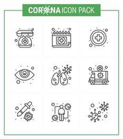 Coronavirus Awareness icon 9 Line icons icon included ambulance infedted healthcare anatomy eyesight viral coronavirus 2019nov disease Vector Design Elements