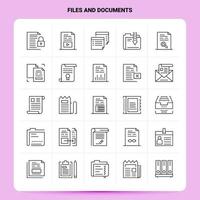 OutLine 25 Files And Documents Icon set Vector Line Style Design Black Icons Set Linear pictogram pack Web and Mobile Business ideas design Vector Illustration