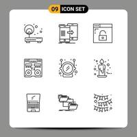 Outline Pack of 9 Universal Symbols of mixer console synchronization cd privacy Editable Vector Design Elements